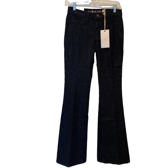 NEW ANTHROPOLOGIE MiH Marrakesh Mid Rise Dark Blue Wash Kick Flare Jeans 27 - Picture 2 of 9